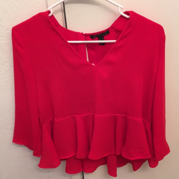 MING Collection Red Top with Waist Ruffle - Picture 1 of 4